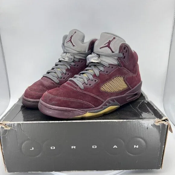 Nike Air Jordan 5 Retro LS Men Size 8.5 314259-602 Burgundy Graphyte Silver Shoe - Picture 1 of 16